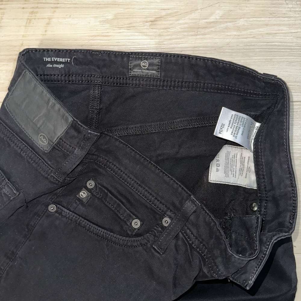AG Adriano Goldschmied Pants Mens 34x33 Black The Everett Slim Straight Stretch - Picture 5 of 9